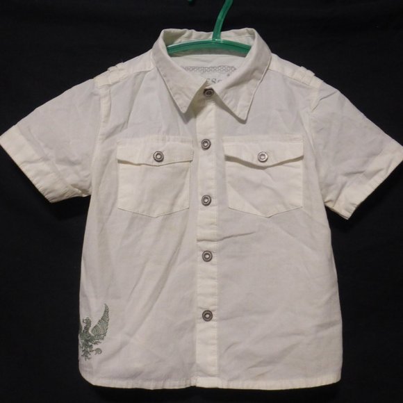 GUESS, full snap button front short sleeve shirt, Live The Moment print on back - Picture 1 of 12